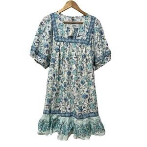 Old Navy Boho Floral Mini Shift Dress Size XL‎ Blue Prairie Milkmaid Cottage NWT
